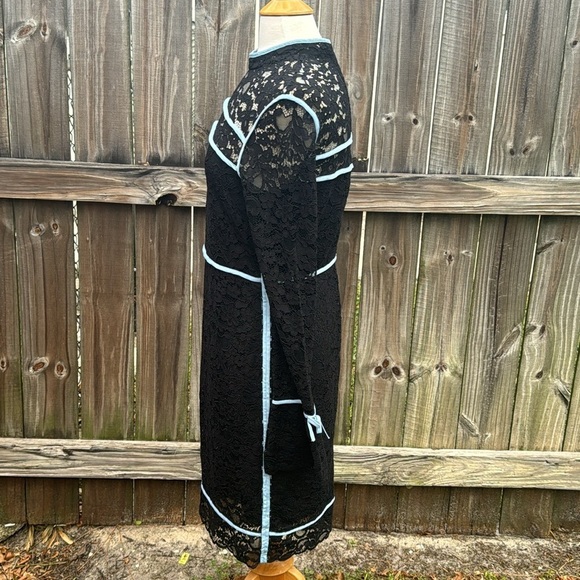 Sportmax Code Augusto Lace Bell Sleeve Dress With Blue Piping, size Large - Picture 6 of 10